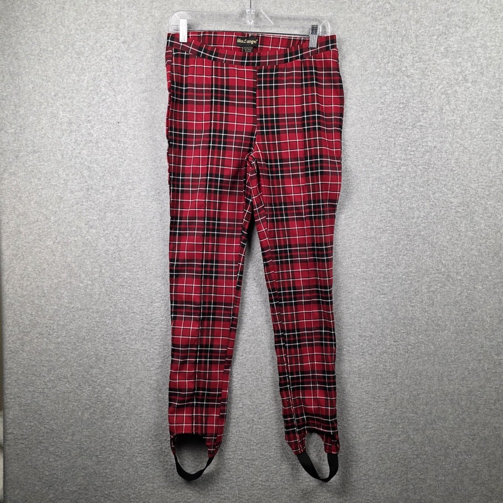 Y2K Like An Angel Leggings Juniors Large Red Plaid‎ Stirrup Ankle Stretch Pants